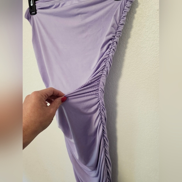 Sincerely Jules Lavender Strapless Midi Ruched Dress Women's Size Large NWT - Picture 7 of 8